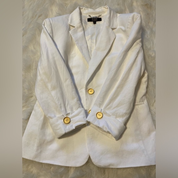 Alex Marie women’s blazer size 8 gold double button Miami Vice vibes linen blend - Picture 4 of 11